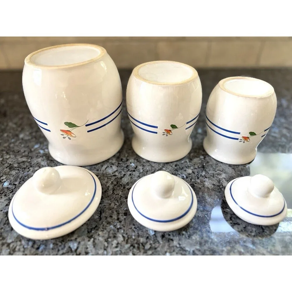 Vtg Floral Canister Set Set of 3 Ceramic Canisters Granny/Cottage Core 80s 90s